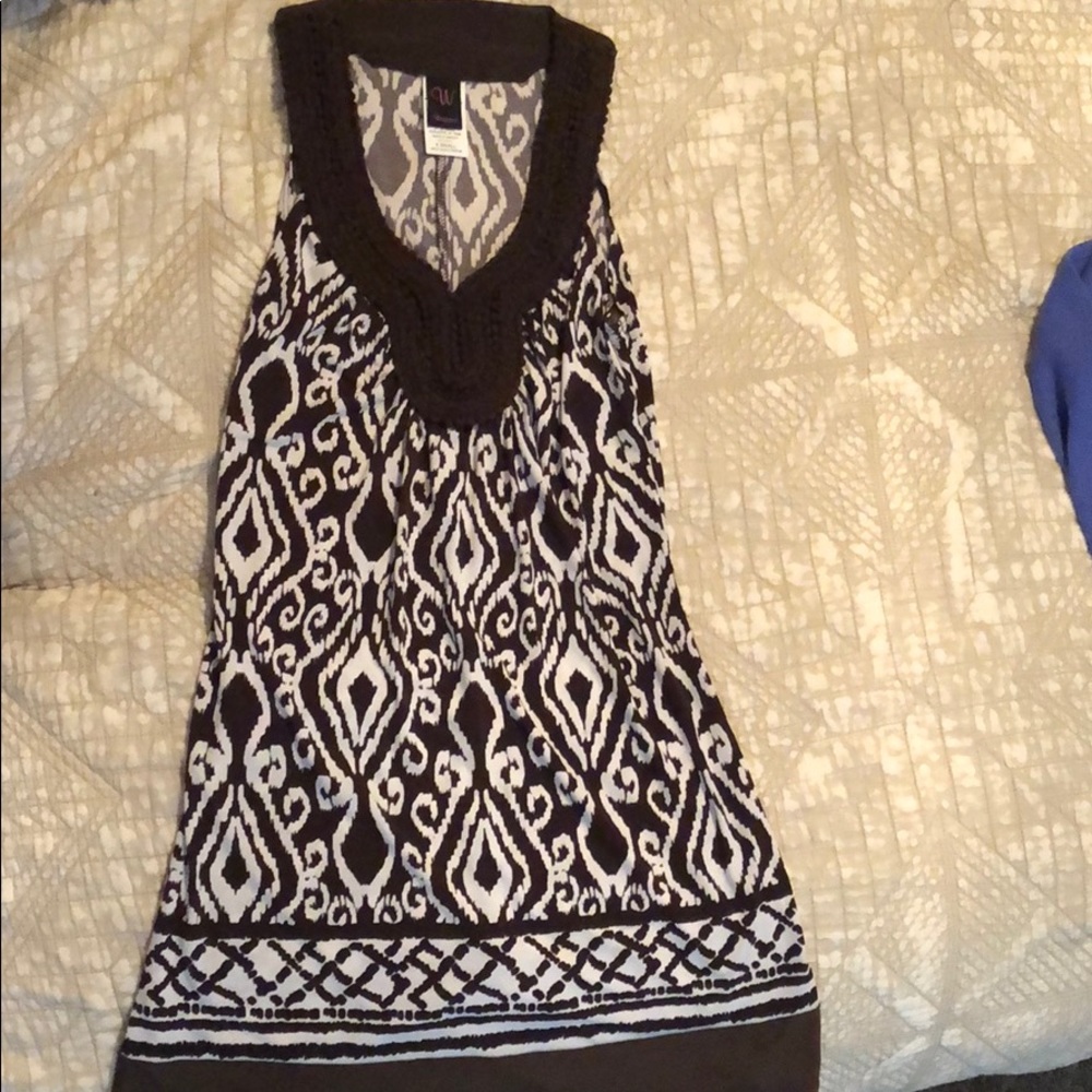 Extra small cute dress brown BoHo pattern